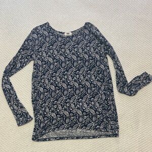 Old Navy Navy and White Patterned Top